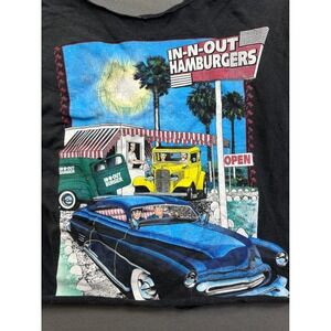 In-N-Out‎ Burger Graphic T-Shirt Black Reworked Cropped Raw Hem Small Hot Rods